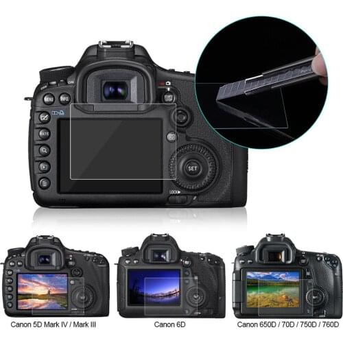 HD Tempered Glass Screen Protector Film For Canon 5D Mark Ⅳ/5D Mark Ⅲ/5D3, EOS 6D, 7D Mark Ⅱ/7D2, 100D/M3, EOS 200D, 1300D/1200D