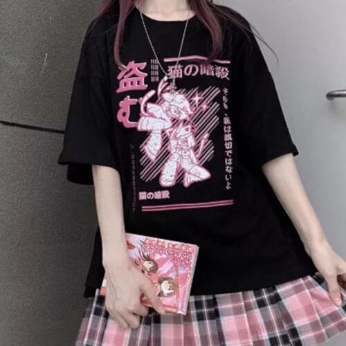 Summer 2021 High Street Fashion Loose Solid Color Printing T-Shirt Casual Womens Summer Design Gothic Hipster