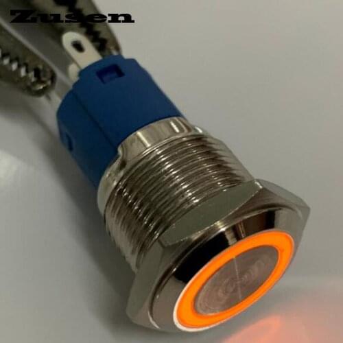 Zusen 16mm Ring illuminated Latching push button(ZS16F-11ZE/Y/12V/N)