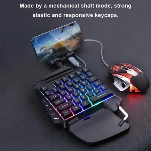 1pc One-Handed Mechanical Gaming Keyboard RGB Backlit Portable Mini Gaming Keypad Game Controller for PC PS4 Xbox Gamer