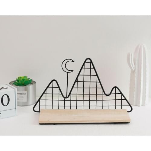 1PC Moon Iron Art Storage Rack Nordic Style Bedroom Living Room Solid Wood Wall Hanging Home Decoration Storage Shelf JL 251