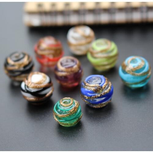 10Pcs 12mm 14mm Glass lampwork beads Lampwork Wire Beads multi-color for jewelry making Wholesale and Retail