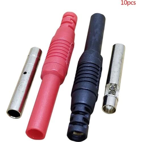 10Pcs Insulated Shrouded Safety 4MM Banana Jack Socket Solder Plug Connector