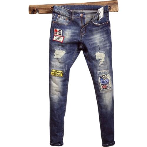 2018 high quality embroidered men jeans skinny jeans