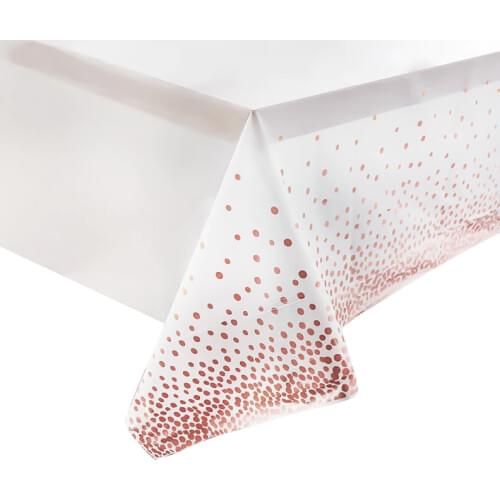 274x137cm PVC Tablecloth Wedding Table Decoration Rose Gold Dot Dinner Cloth Weds Deco Adult Birthday Party Baby Shower Decor
