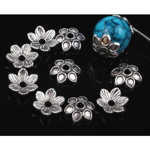 300Pcs 9MM Zinc Alloy Antique Silver Plated Flower Shape Bead Caps Diy Jewelry Findings Accessories Wholesale