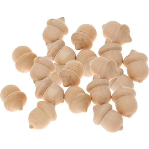 50Pcs Wooden Dolls Acorn Crafts Kids DIY Coloring Printed Home Decoration