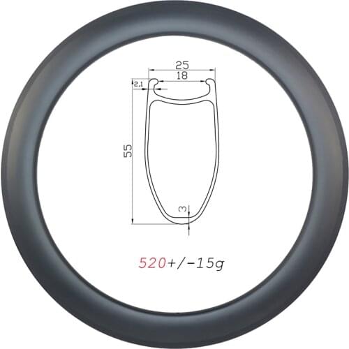 520g all road gravel 55mm deep carbon rim 700C clincher V brake 25mm wide 18H 20H 24H 28H basalt brake track U shape road wheels