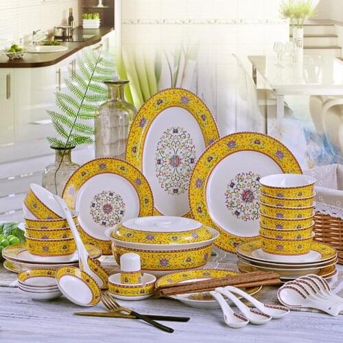 56 Heads tableware ceramics chinese dishes jingdezhen ceramics Rice Salad Noodles Bowl taste dish rice bowl Dinnerware Sets