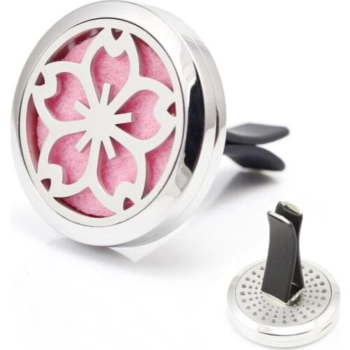 30mm 316L Stainless Steel Lovely Flower Auto Perfume Diffuser Pendant Car Aromatherapy Essential Oil Diffuser