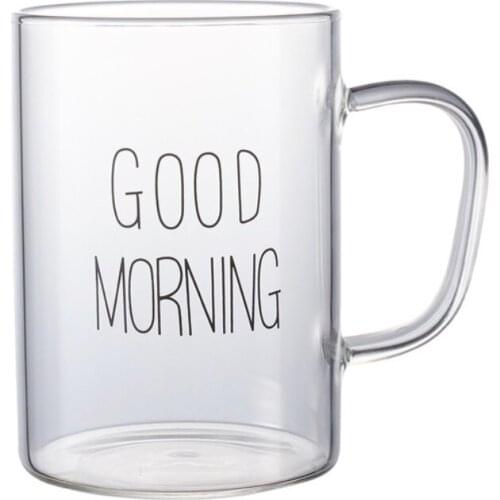 “Good Morning “ Water Bottle Cup Brief Glass Water Cup Cute Kids Girl School Kawaii Bottles Lovers Gift Flask Pink