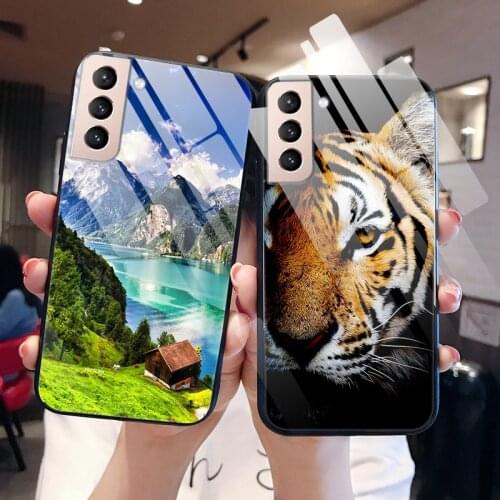 For Samsung Galaxy S21 Plus Case Phone Cover For Samsung S21 Ultra S 21 S21Plus 5G Cases S21 Tempered Glass Hard PC Cover Capa