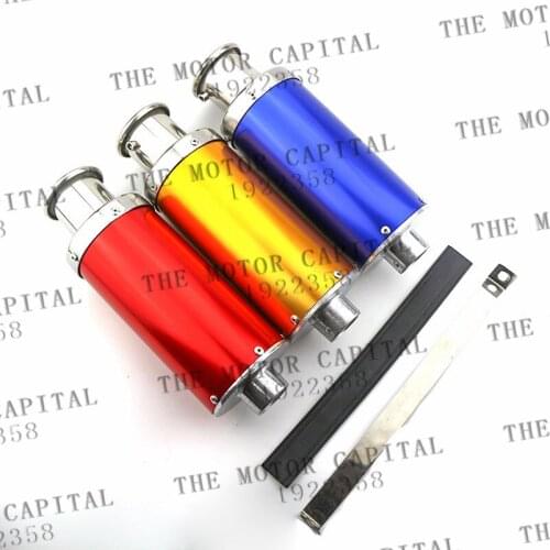 3 colorsl Motorcycle Scooter 64mm color Exhaust Muffler Silencer Pipe For 50 110 125 CC Pit Dirt Bike ATV Quad