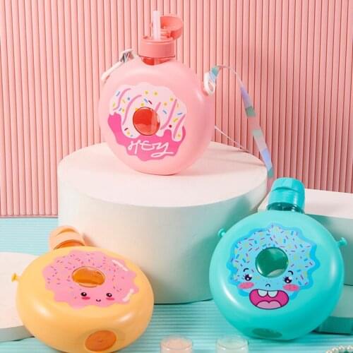 Baby Feeding Cup with Straw Cartoon Pattern Outdoor Child Training Drinking Bottle for Kids Portable Handle Water Bottle
