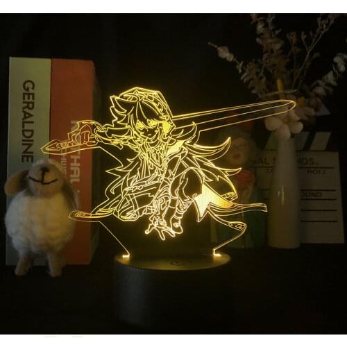 Game Genshin Impact Valentine Gift 3D Night Light Color Changing For Bedroom Kids Gift Cute Room Decor Birthday Holiday Lighting