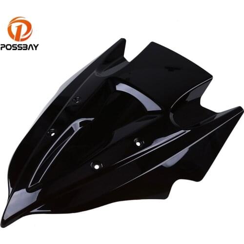 POSSBAY Black Motorcycle Windshield for Kawasaki Z250/Z750 13-15 Moto Accessories Wind Power Protection Windscreen