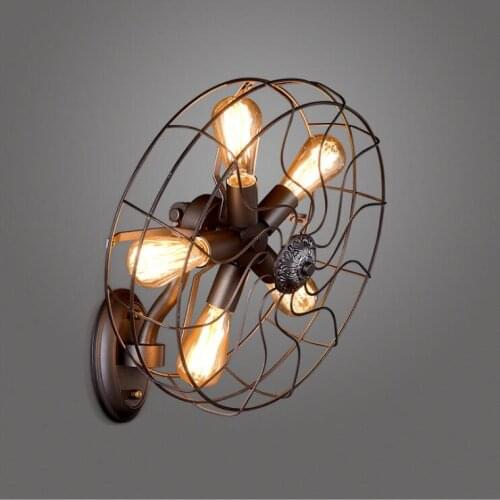 Loft nostalgic retro personality creative industrial style bar coffee restaurant decorated fan iron art wall lamp