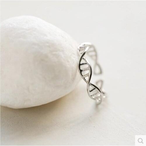 Daisies 925 Sterling Silver DNA Double Helix Structure Open Rings For Women Handmade Girl Statement Sterling-silver-jewelry