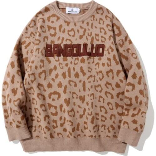 Fashion Leopard Letters Embroidery Mens Sweater Shirt Loose O Neck Knitwear Hip Hop Pullover Sweaters for Women and Men Couples