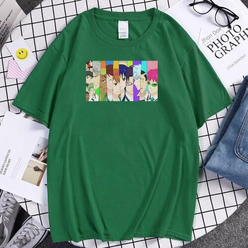 Saiki K Character Cartoon Printing Male T Shirt Fashion Casual T Shirts Oversized Brand Clothing Breathable Summer Tshirts Mans