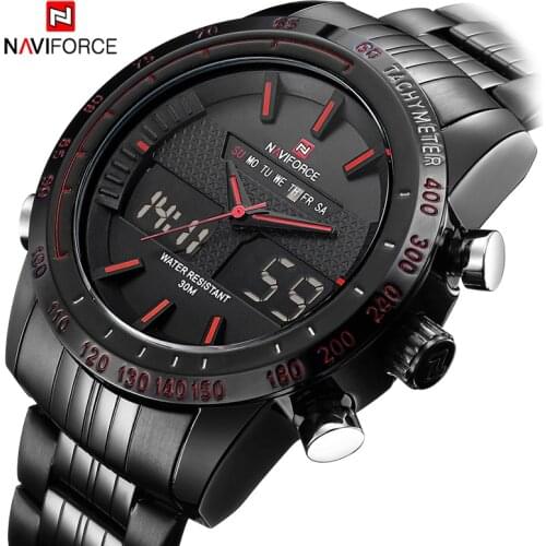 Mens Quartz Digital Analog Clock Man Full Steel Wrist Watch Luxury Brand NAVIFORCE Men Fashion Sport Watches relogio masculino