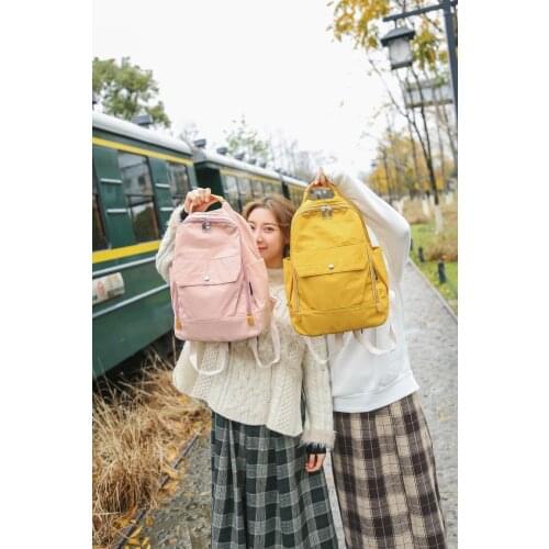Nylon Solid Softback Shoulder Backpack Korean Edition Simple Neutral Leisure Fashion Zipper Unisex Below 20 Litres Backpack