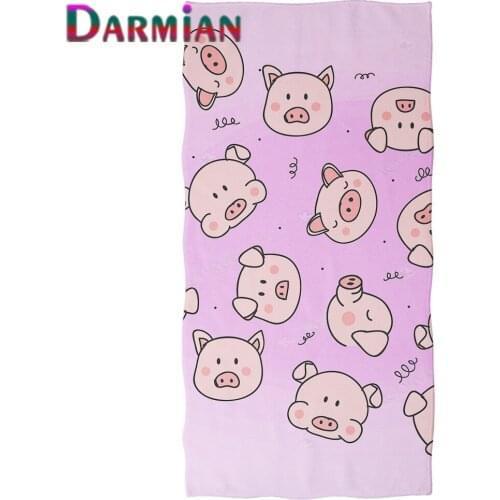 DARMIAN Beach Towel Hippie Pink Pig Print Shower Towel Yoga/Gym Mat Kids Adults Quick Dry Bathroom Towels Travel Throw Blanket