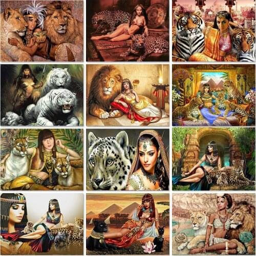 Full Square 5D Diy Diamond Painting Girl And The Lion Diamond Embroidery Cross Stitch Rhinestones Mosaic Picture Kit Home Decor