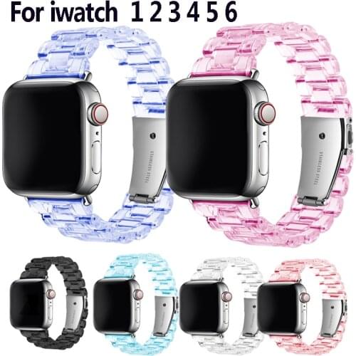 For Apple Watch Band 44mm 40mm Transparent Resin Bracelet for Iwatch 6 Series SE 5 4 3 2 1 Sports Watchband Strap Accessories