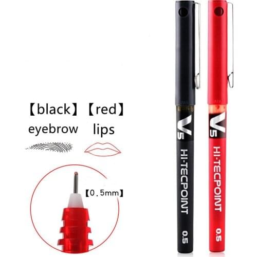 1Pcs 0.5mm Black Red Marker Pen Microblading Permanent Makeup Tattoo Supplies Surgical Skin Marker Pen for Eyebrow Scribe Tool