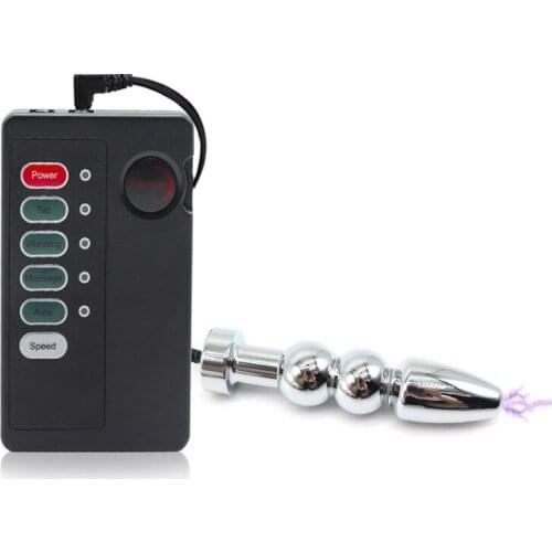 Adult Sex Toy Electric Shock Anus Vagina Plug Three-Bead Type Dual-Electrode Integrated Physiotherapy Pulse Orgasm Massager