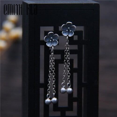 925 Sterling Silver Flower Fringed Earrings Jewelry Female Fashion Accessories Hormone Allergy Earrings For Women