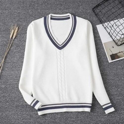 2020 JK School Uniform Autumn And Winter Preppy Style V Neck Knitted Sleeveless Vest And Long Sweaters Womens Pullovers Womens