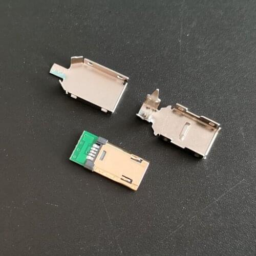 5set Gold-plated MICRO male plug with metal shell Android double-sided insert extended data charging and welding