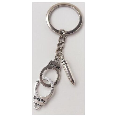 Vintage Silver Charm Police Handcuffs Bullet Keychain Fdumbbell for Keys Car Key Ring Couple Handbag Key Chain Accessories Z506