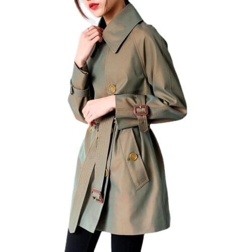 High-end windbreaker womens new autumn 2021 long style elegant and thin coat jacket