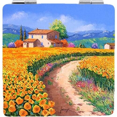 Youhaken Spring is coming DIY photo Grateful makeup mirrors flowers road house Oil Painting Mini Vanity mirror SR01