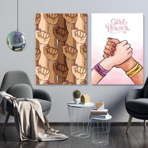 Feminism Nursery Women Power Hand Canvas Paintings Girl Gift Modern Posters and Prints Wall Art Pictures for Living Home Decor