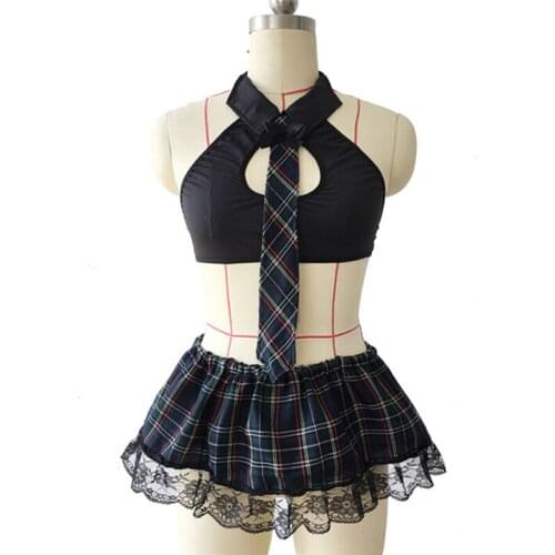 Student Uniform Underwear Role Play Vest + Plaid Skirt Lingerie Erotic Costumes Lenceria Sexy School Cosplay
