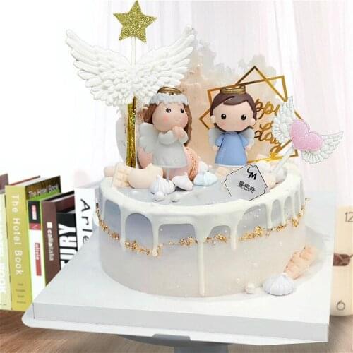 1pc Soft Ceramics Cartoon Angel Princess Princess Cake Decor Ornament Wedding Engagement Kids Birthday Party Baby Shower Supply