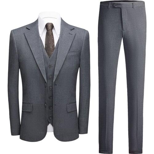 2021 Gray Plaid Men Suits For Wedding High Quality Suit Business Man 3 Pieces Smoking Homme Mens Fashion Prom Dresses