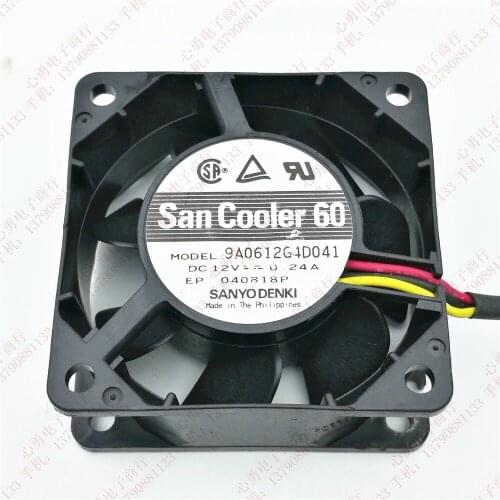 Sanyo Denki 9A0612G4D041 DC 12V 0.24A 60x60x25mm 3-wire Server Cooling Fan