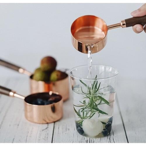 4pcs/set Stainless Steel Measuring Cup Tea Coffee Milk Golden Metal Measuring Spoon Scoop Quality Baking Kitchen Measuring Tools