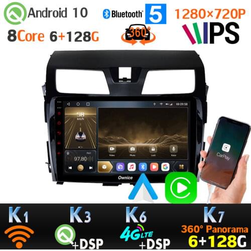 6G+128G Android 10 1280*720P Car Multimedia Player For Nissan Teana J32 IPS 4G LTE WiFi GPS Radio 360 Panoramic Camera AHD 1080P