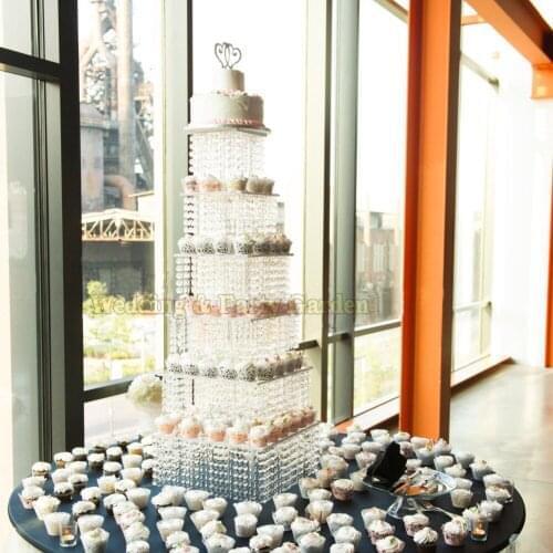 Free Shipping 5 tiers Wedding Acrylic Cake stand CupCake Rack Crystal cake stands Birthday cake holder Wedding Decoration