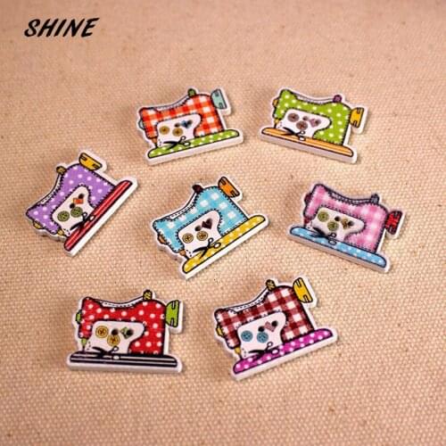 SHINE Wooden Sewing Buttons Scrapbooking Sewing Machine Mixed Two Holes 25 x 20mm 12 PCs Costura Botones bottoni botoes