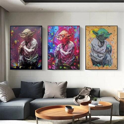 Disney Star Wars Movie Canvas Painting Yoda Colorful Prints and Posters Wall Art Pictures for Living Room Decoration Cuadros