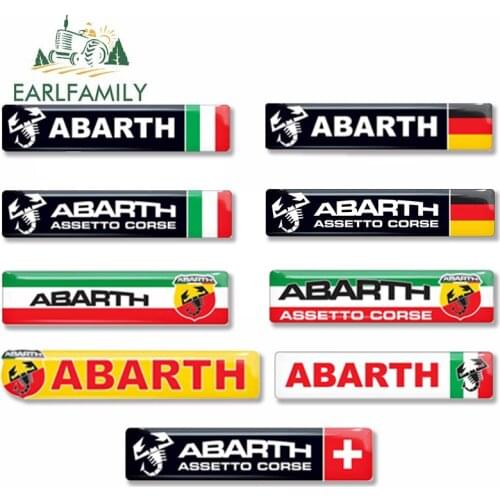EARLFAMILY 13cm x 3.4cm for Abarth Sign Creative Car Sticker DIY Vinyl Car Wrap Waterproof Scratch-proof Camper Decal for JDM