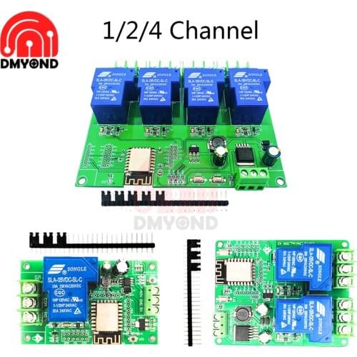 ESP8266 WIFI 1/2/4 Channel Relay Module ESP-12F Development Board DC 5V 7-28V 30A For Smart Home Wireless Control