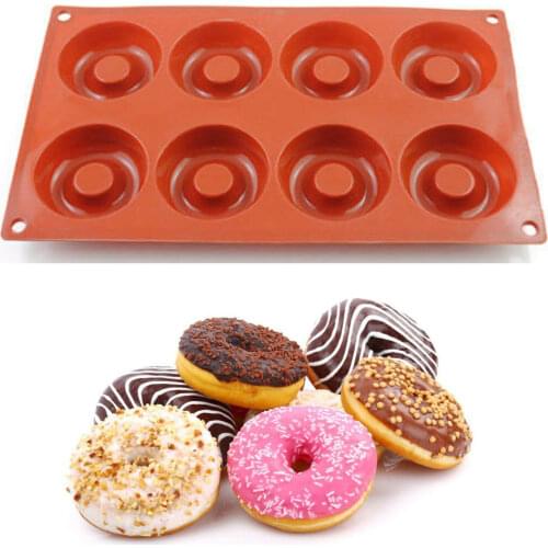 8 Cavity Savarin Doughnut Mold Baking Pan Round Shaped Silicone Donut Mould Muffin Chocolate Cake Candy Cookie Baking Mould